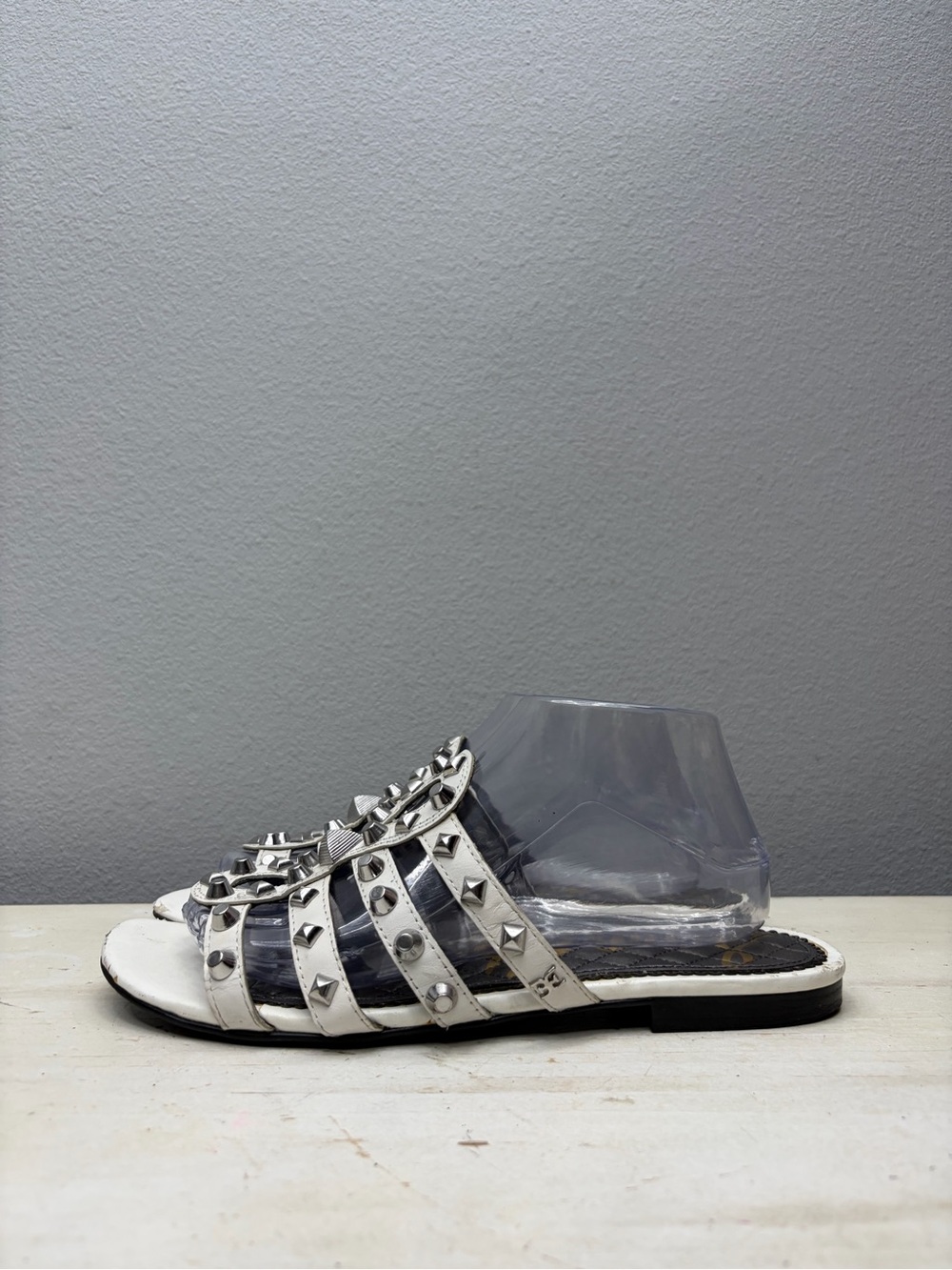 Sam Edelman Beatris White Studded Slide Sandals Size 10